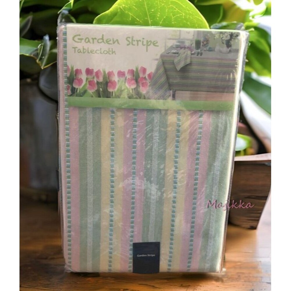 Colordrift Easter 60x120 Tablecloth Spring Stripe Garden Yellow Pink Green